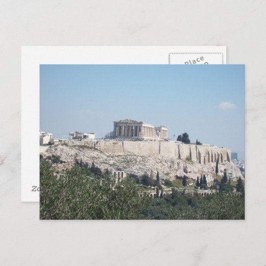 Een uitzicht van Acropolis uit Filopappou Hill Briefkaart (Voorkant / Achterkant)