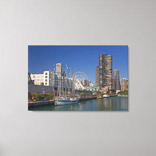 Een uitzicht van Chicago's marine pier 2 Canvas Afdruk