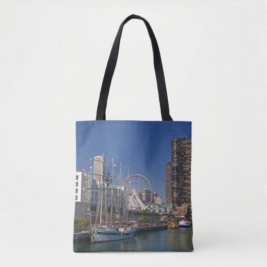 Een uitzicht van Chicago's marine pier 2 Tote Bag (Voorkant)