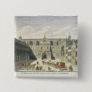 Een Uitzicht van de Guild Hall of the City of Lond Vierkante Button 5,1 Cm