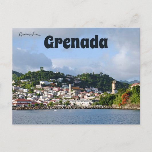 Een Uitzicht van de kustlijn in Grenada Briefkaart (Voorkant)