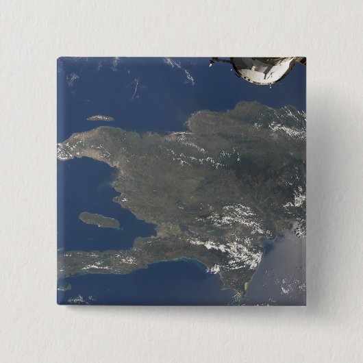 Een uitzicht van het Caribische eiland Hispaniola Vierkante Button 5,1 Cm (Voorkant)