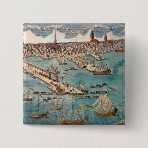 Een Uitzicht van het deel van de stad Boston Vierkante Button 5,1 Cm
