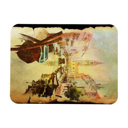 een Uitzicht van het kanaal met boten en gebouwen Magneet (Horizontaal)