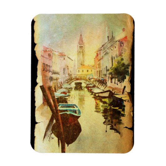 een Uitzicht van het kanaal met boten en gebouwen Magneet (Verticaal)