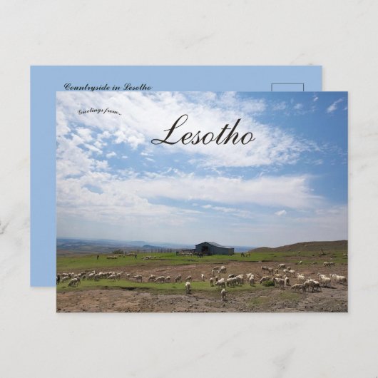 Een Uitzicht van het platteland in Lesotho Briefkaart (Voorkant / Achterkant)