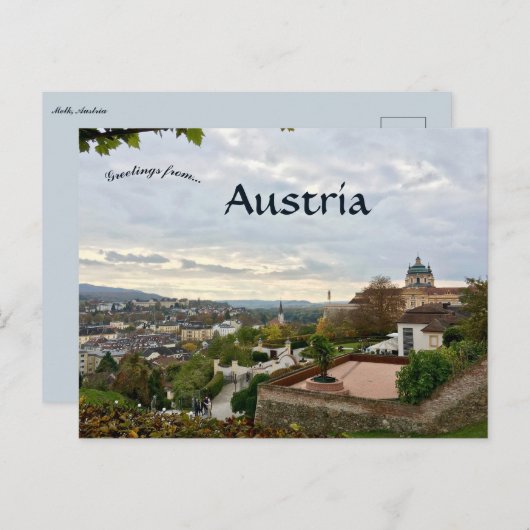 Een Uitzicht van Melk Austria Briefkaart (Voorkant / Achterkant)