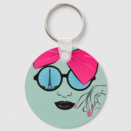 Een Uitzicht van Parijs overmaats Bow Face Sleutelhanger (Voorkant)