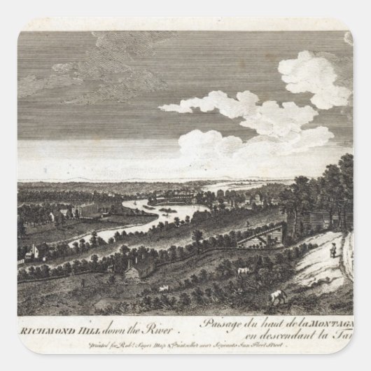 Een Uitzicht van Richmond Hill op de rivier Vierkante Sticker (Voorkant)