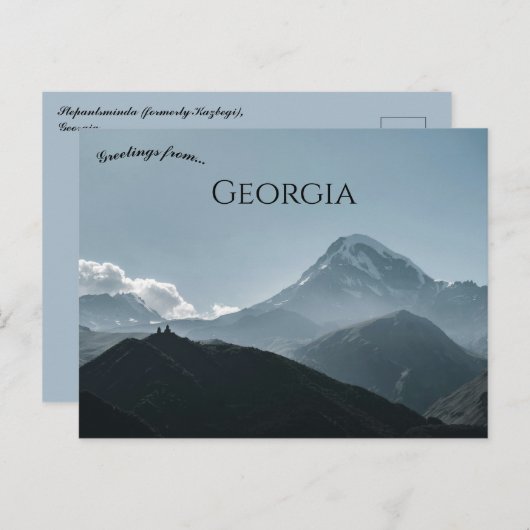 Een Uitzicht van Stepantsminda, voorheen Kazbegi G Briefkaart (Voorkant / Achterkant)