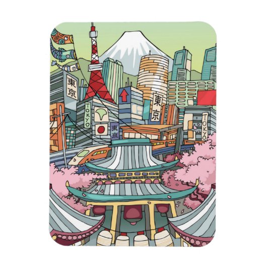 Een Uitzicht van Tokio Magneet (Verticaal)