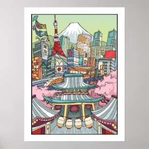 Een Uitzicht van Tokio Poster