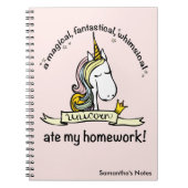 Een Unicorn Ate Mijn Homework Novelty Notitieboek (Voorkant)