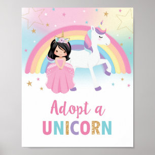Een Unicorn Princess en Unicorn Birthday Sign aann Poster