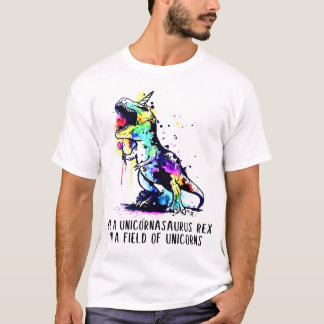 Een Unicorn Saurus Rex zijn op een gebied van Unic T-shirt