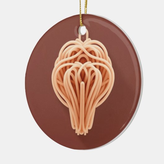 Een uniek patroon van spaghetti noedels keramisch ornament (Links)