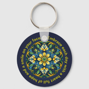 Een unieke Azulejo Elegantie: Midnight Garden Sleutelhanger