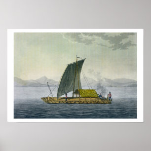 Een vaartuig dat de haven van Guayaquil in Ecuador Poster