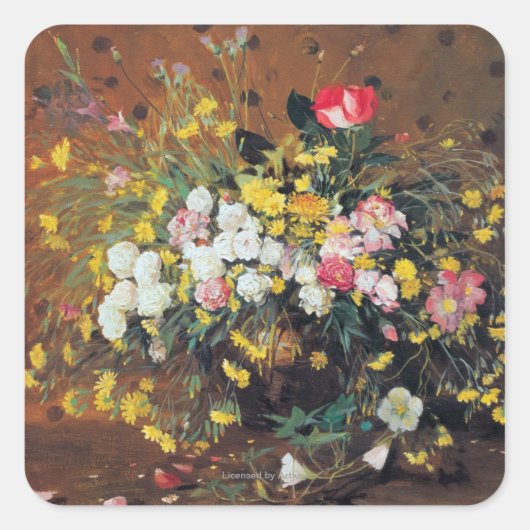 Een vaas van bloemen vierkante sticker (Voorkant)