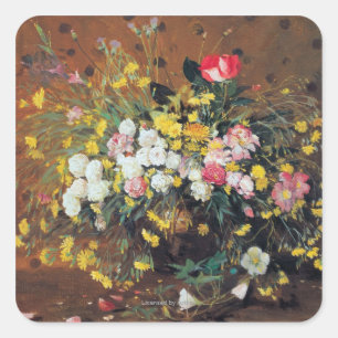 Een vaas van bloemen vierkante sticker