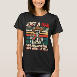 Een vader die terugkwam met het melkskelet retro t-shirt