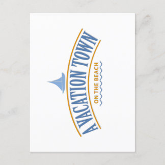 Een vakantiestad op het strand briefkaart