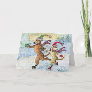 Een vakantietraditie - schaatsen feestdagen kaart