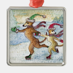 Een vakantietraditie - schaatsen metalen ornament