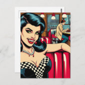 Een vampier in het retro diner briefkaart (Voorkant / Achterkant)