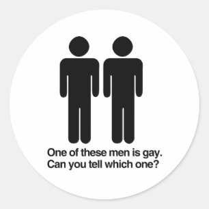 EEN VAN DEZE MANNEN IS HOMOSEKSUEEL KUN JIJ RADEN RONDE STICKER