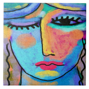 Een van die dagen Abstract digitaal schilderen Tegeltje