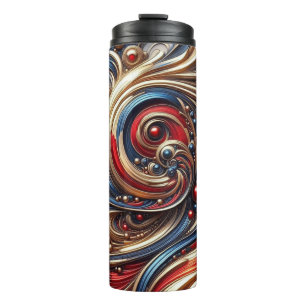 Een van een soort - Thermal Red Blue Gold Tumbler Thermosbeker