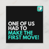 Een van ons moest het doen vierkante visitekaartje (Voorkant)