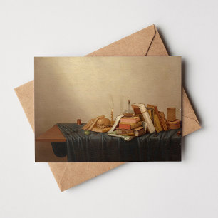 Een Vanitas met boeken en schedel   Gerrit van Vuc Kaart