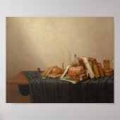 Een vanitas met boeken en schedel | Gerrit van Vuc Poster (Voorkant)