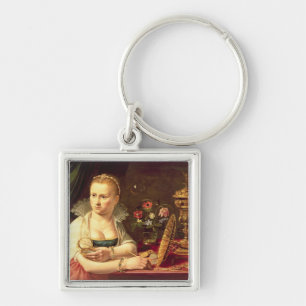 Een vanitas portret van een dame die Clara zou zij Sleutelhanger