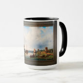 Een Vast rivierlandschap met windmolens Mok (Voorkant rechts)