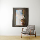 Een Vast rivierlandschap met windmolens Wandkleed (In situ)