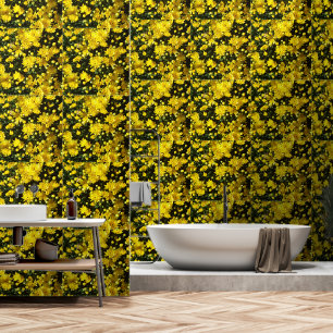 Een veelheid van gele mama's behang