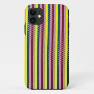 Een veelkleurige gestreepte achtergrond met stippe iPhone 11 hoesje