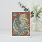 Een veilige draak en een briefkaart voor blauwvoge (Staand voorkant)