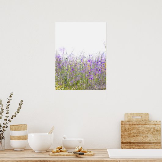 Een veld van paarse wilde bloemen poster (Keuken)