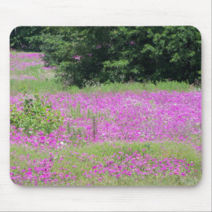 Een veld van roze veer-wildbloemen muismat