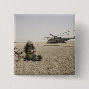 Een veldradiooperator vierkante button 5,1 cm