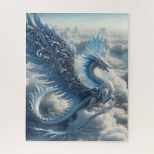 Een verbazingwekkende draak omringd door wolken legpuzzel