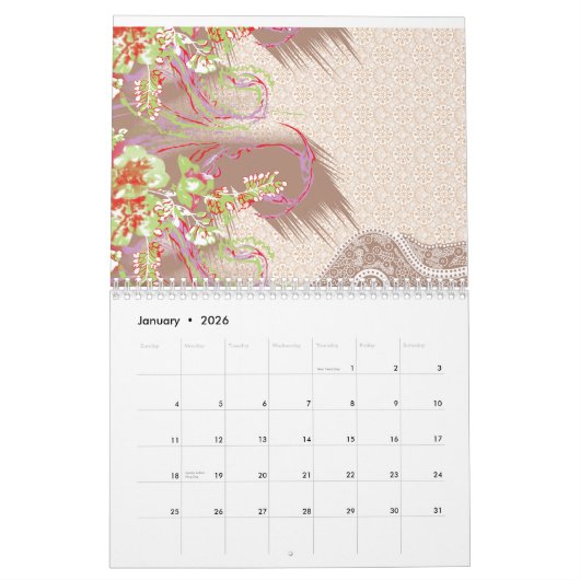 Een verfijnde bloemige regeling met det kalender (Jan 2026)