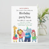 Een verjaardagskaart voor dieren kaart (Staand voorkant)