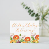 Een verjaardagszegen bloemstuk briefkaart (Staand voorkant)
