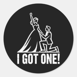 Eén Verliefd Paar Bruid Bruidegom Funny Ronde Sticker