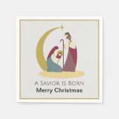 Een verlosser wordt geboren Goud Vrolijk Kerstmis  Servet (Voorkant)